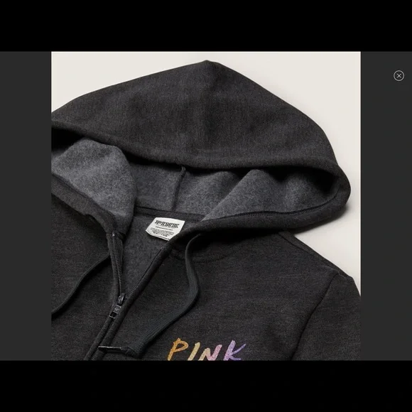 NEW VICTORIAS SECRET PINK BLING FULL XI HOODIE & SHORTS SET